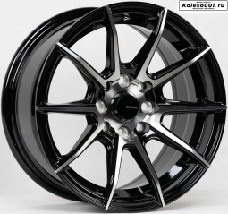 Shogun S10 R14 6.5J ET30 4*100/108 73.1 (S166) Черный глянец с полированными спицами 