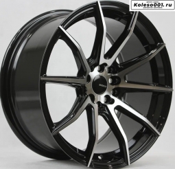 Shogun S10 R17 8.0J ET30 5*100/114.3 73.1 (S074) Черный глянец с полированными спицами 