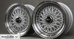 BBS RS R15 7.0/8.0J 4*100/ 4*114.3 73.1 (F006 F007) Серебро с хромированными болтиками и центральной крышкой