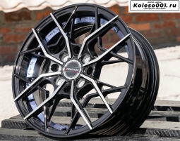 RGW 03 R14 5.5j ET38 4*100/4*114.3 73.1 (T335) Черный с полированными спицами- фрезерованная внутренняя часть с покрытием синим лаком