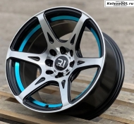 F5718 R15 8J ET0 4*100/4*114.3 73.1 GLOSS BLACK FACE BLUE