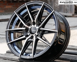 Shogun RF-X R15 7.0j ET35 4*100/4*114.3 73.1 (S214) Черный с полированными спицами- фрезерованная внутренняя часть с покрытием синим лаком 