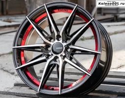Shogun RF-X R16 7.0j ET40 4*100/4*114.3 73.1 (S216) Черный с полированными спицами- фрезерованная внутренняя часть с покрытием красным лаком