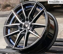 Shogun RF-X R16 7.0j ET40 4*100/4*114.3 73.1 (S217) Черный с полированными спицами- фрезерованная внутренняя часть с покрытием синим лаком 