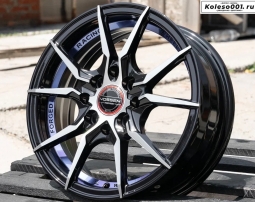 RGW 8813 R14 5.5j ET38 4*100/4*114.3 73.1 (T430) Черный с полированными спицами- фрезерованная внутренняя часть с покрытием синим лаком