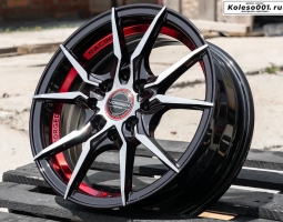 RGW 8813 R14 5.5j ET38 4*100/4*114.3 73.1 (T431) Черный с полированными спицами- фрезерованная внутренняя часть с покрытием красным лаком