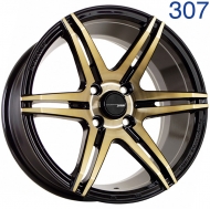 15x7 4x100  Sakura Wheels 3928 15x7/4x100 ET32 DIA73.1 Черный с полировкой под бронзовым лаком