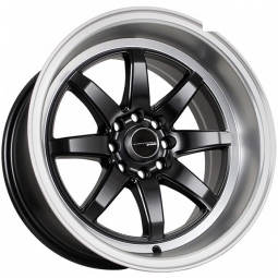 15x8 4x98  Sakura Wheels 3730 15x8/4x98 ET0 DIA73.1 Черный матовый с полированной полкой