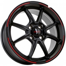 15x6.5 4x100  Flow Forming диск FF SH8096 15x6.5/4x100 ET35 DIA73.1 Черный матовый с красной полосой по ободу