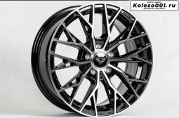 Vorsteiner LK013 R15 6.5J ET38 5*100 (M010)  Черный глянец с полированными спицами.